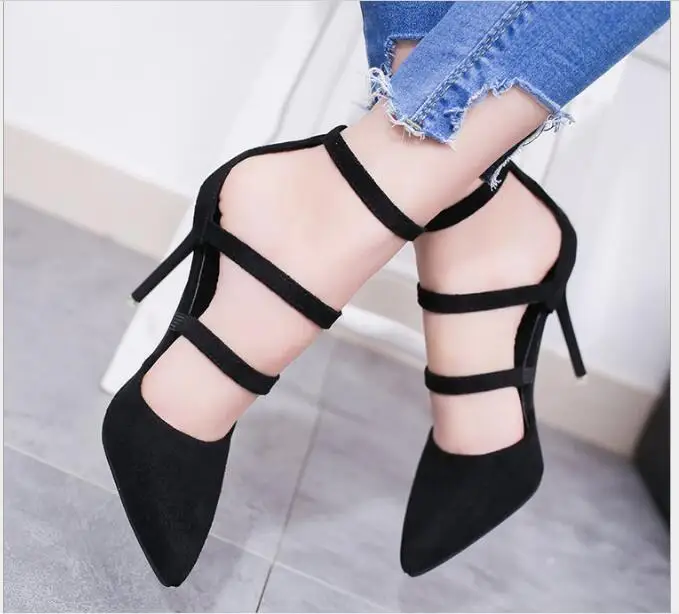 

Spring Summer Pointed black suede High Heels new Pumps red Party sandals Fashion Sexy Party Fine Heel Female High Heels Shoes