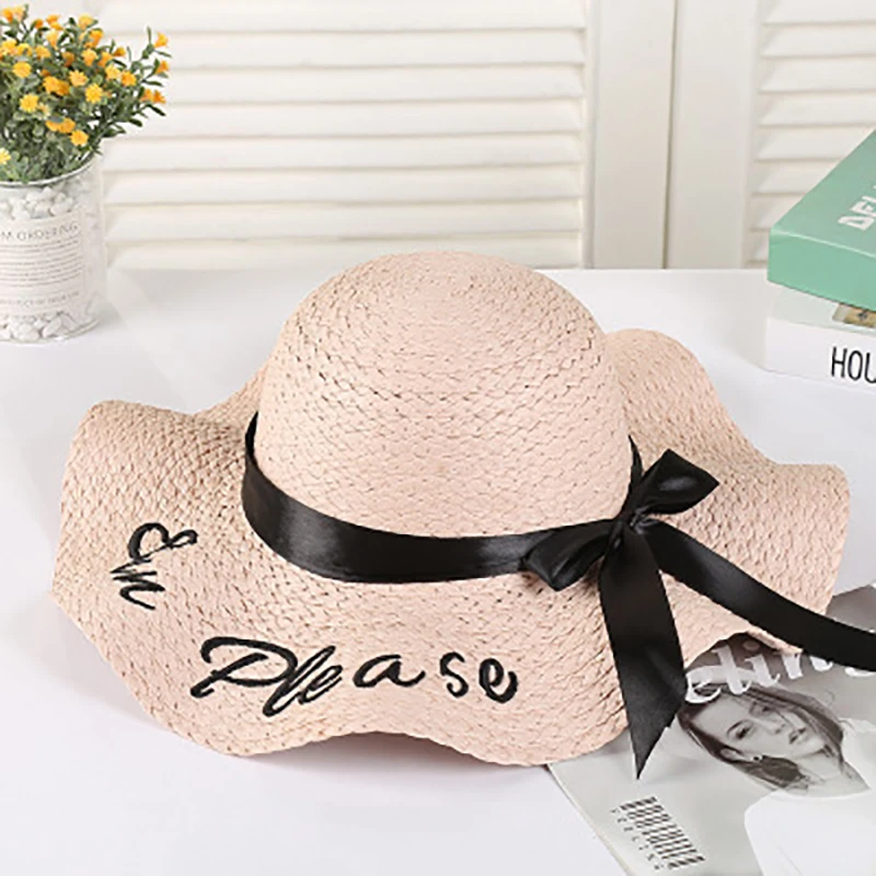 Шляпа с вышитыми буквами ins соломенная шляпа Женская литературная от солнца