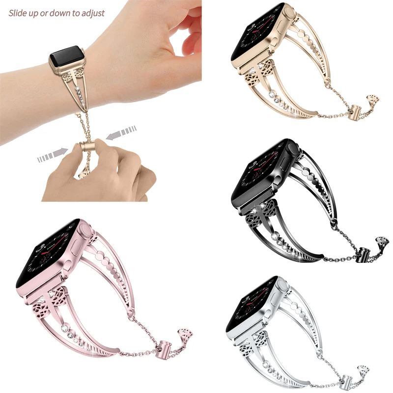 Браслет из нержавеющей стали ремешок для женских часов 38 мм 40 42 44 умные часы Apple