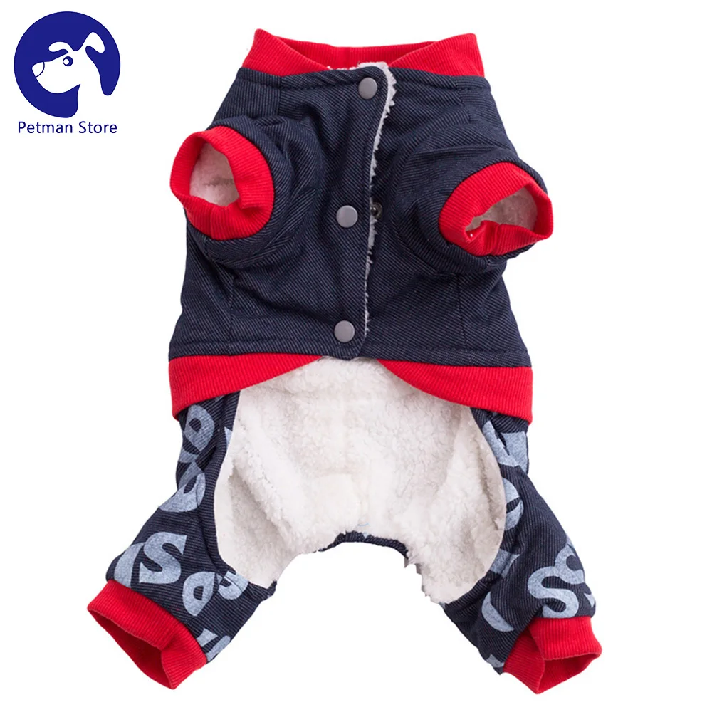 Зимний комбинезон для собаки ПЭТ четырехконечные одежды джинсовая куртка с