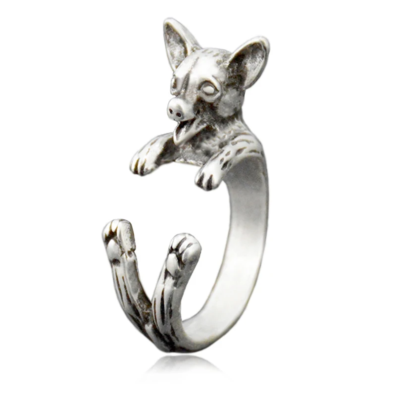 Новинка модное винтажное кольцо в стиле панк с собакой чихуахуа мужское бохо