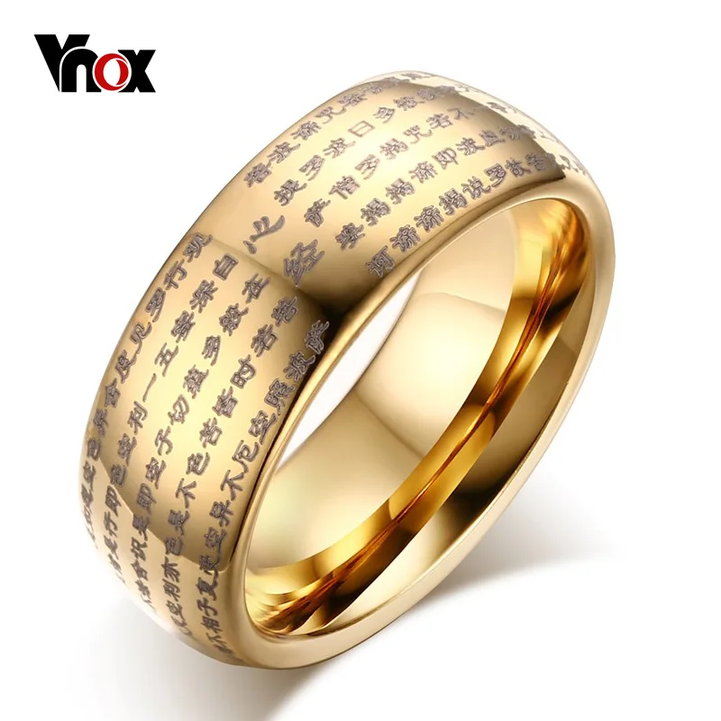 Vnox Engraved Chinese Buddhist Texts Tungsten Ring for Men Religions Lucky Jewelry Dropshipping|tungsten rings men|tungsten ringring |