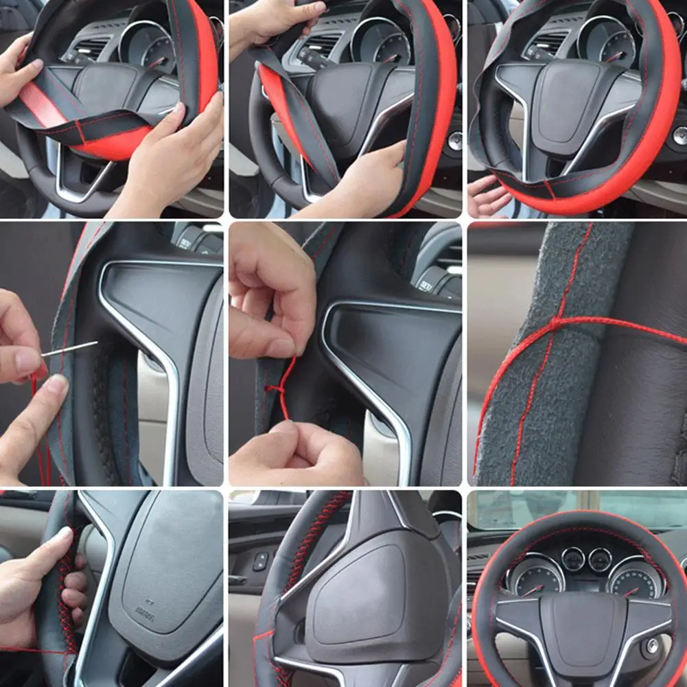 

Woven Car Steering Wheel Cover, Artificial Leather Needle And Thread Cover, Suitable For Car Kits,Smooth Texture Car Accessories