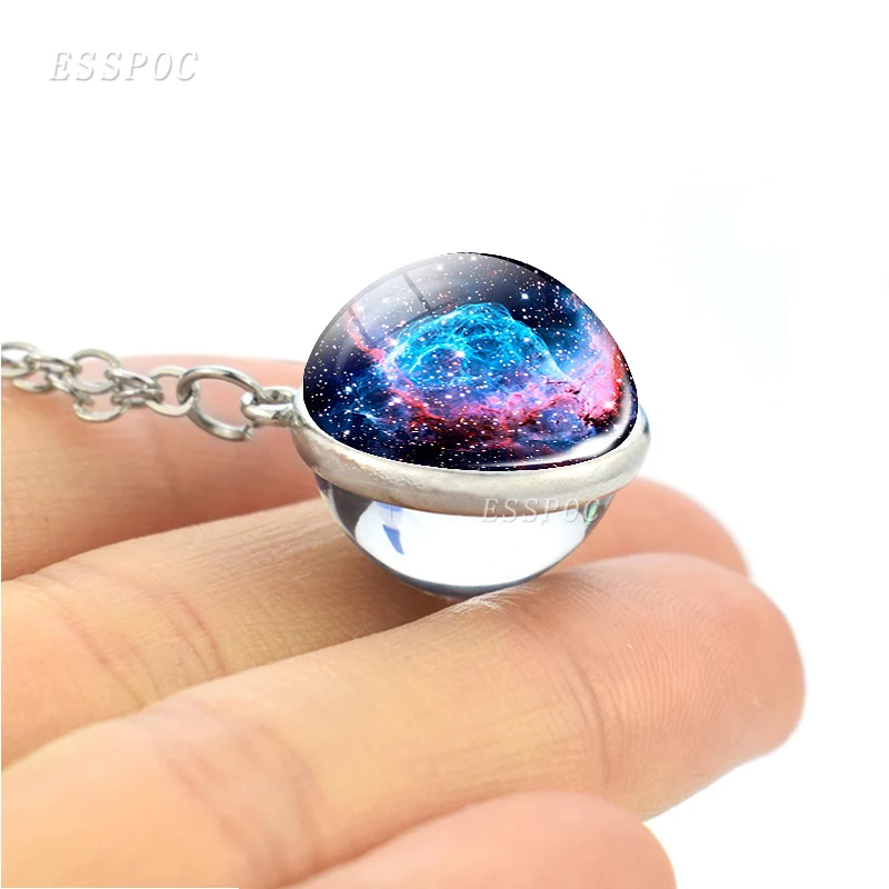 Светящееся в темноте ожерелье с полной луной и галактикой модное двухстороннее