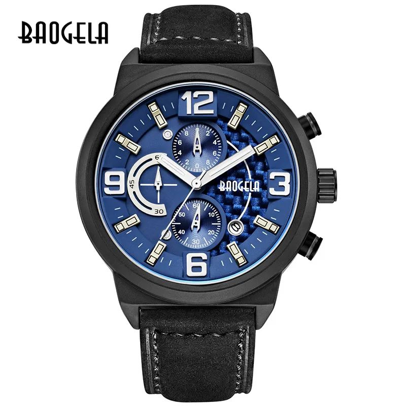 Часы наручные BAOGELA Мужские кварцевые брендовые водонепроницаемые армейские в