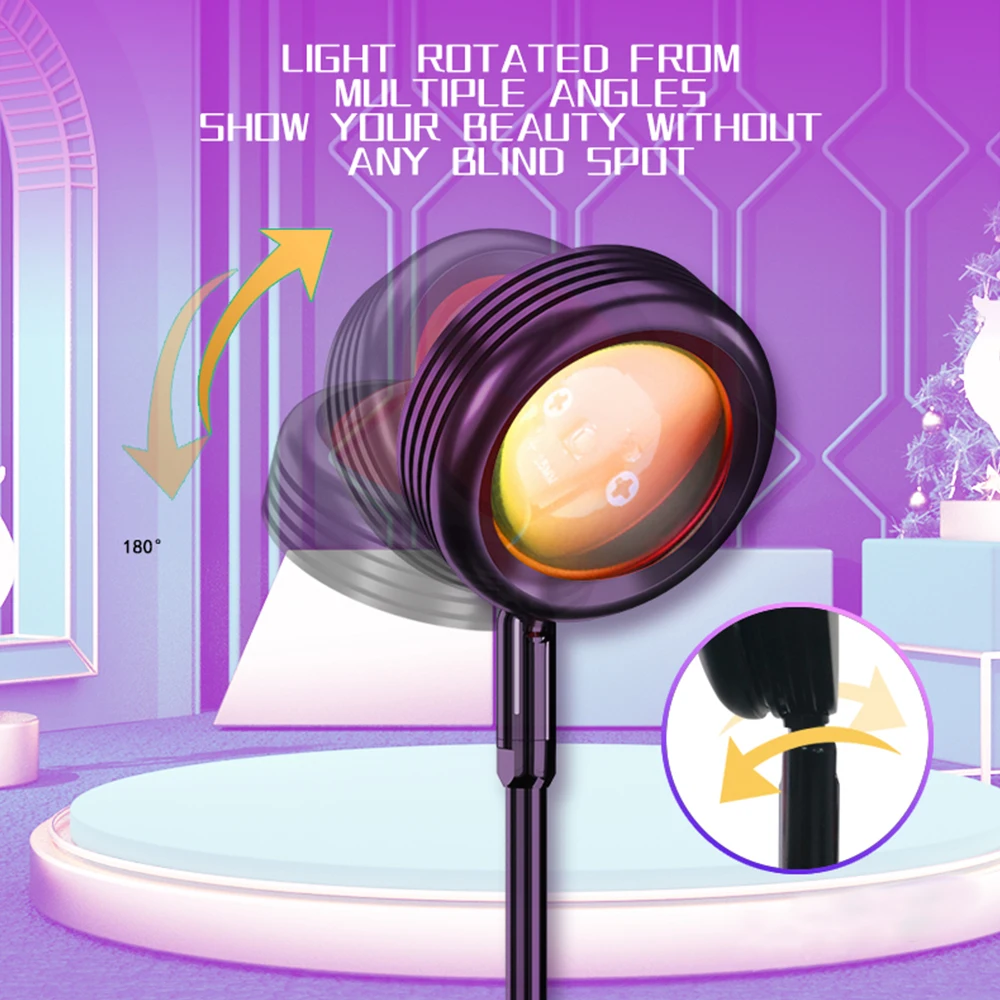 

Sunset Projector Lamp Rainbow Atmosphere Led Night Light for Home Bedroom Coffe shop Background Wall Decoration USB Table Lamp