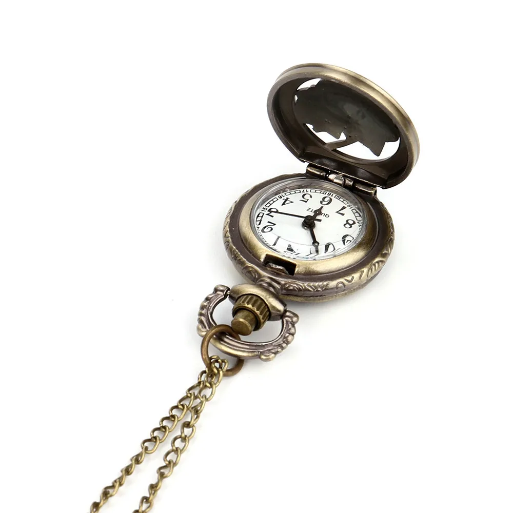 Vintage Pocket Watch Rose Butterfly Hollow Pattern Punk Wind Bronze Quartz Pendant Necklace Gift карманные часы 03* | Наручные