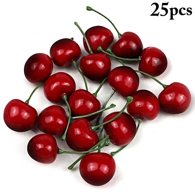 

Artificial Cherry Decor Mini 25Pcs Foam Faux Fruit Decor Simulation Cherry Home Decor Party Supplies Photography Prop