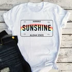 Футболки с гавайским номерным знаком, Мужская футболка Алоха солнечного света, белая футболка для рождественских отпусков, мужские футболки большого размера на заказ
