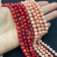 synthetic red coral stone bead 7mm handmade fashion bead jewelry diy making round loose spaced bead necklace accessories
