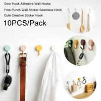 10pcs creative hook adhesive wall hooks free punching door without trace nail small hook kitchen office bathroom wall sticker