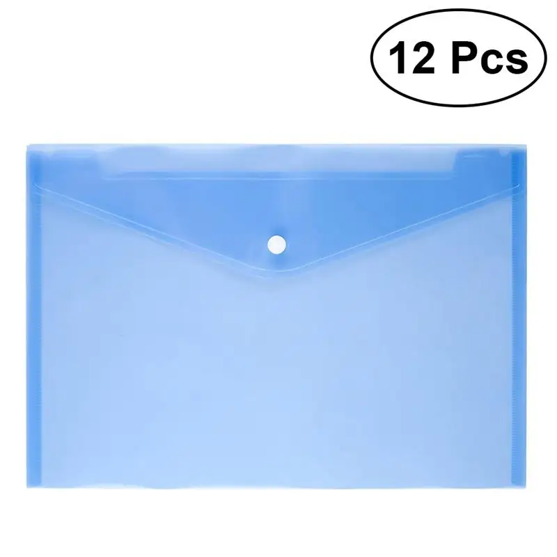 

12 Pcs Envelope File Document Folder Clear Document Envelope Organizer with Snap Button(Blue)