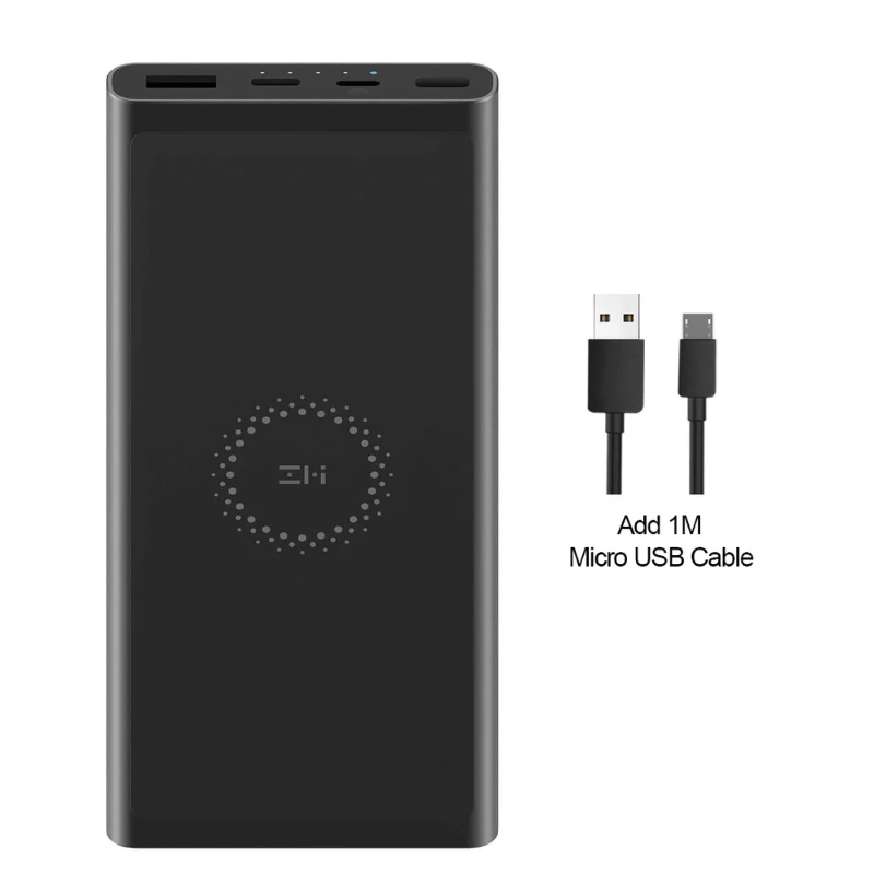 add micro usb ZMI 10000 мАч беспроводной внешний аккумулятор для MFi для Apple для зарядки Lightning двойной USB-C 18 Вт макс 10 Вт макс Qi Сертифицированный - Цвет: add micro usb
