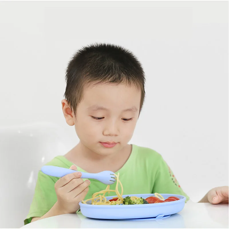 

TYRY.HU 10pcs/set cartoon multicolor children's silicone tableware baby training bowl spoon single product and set