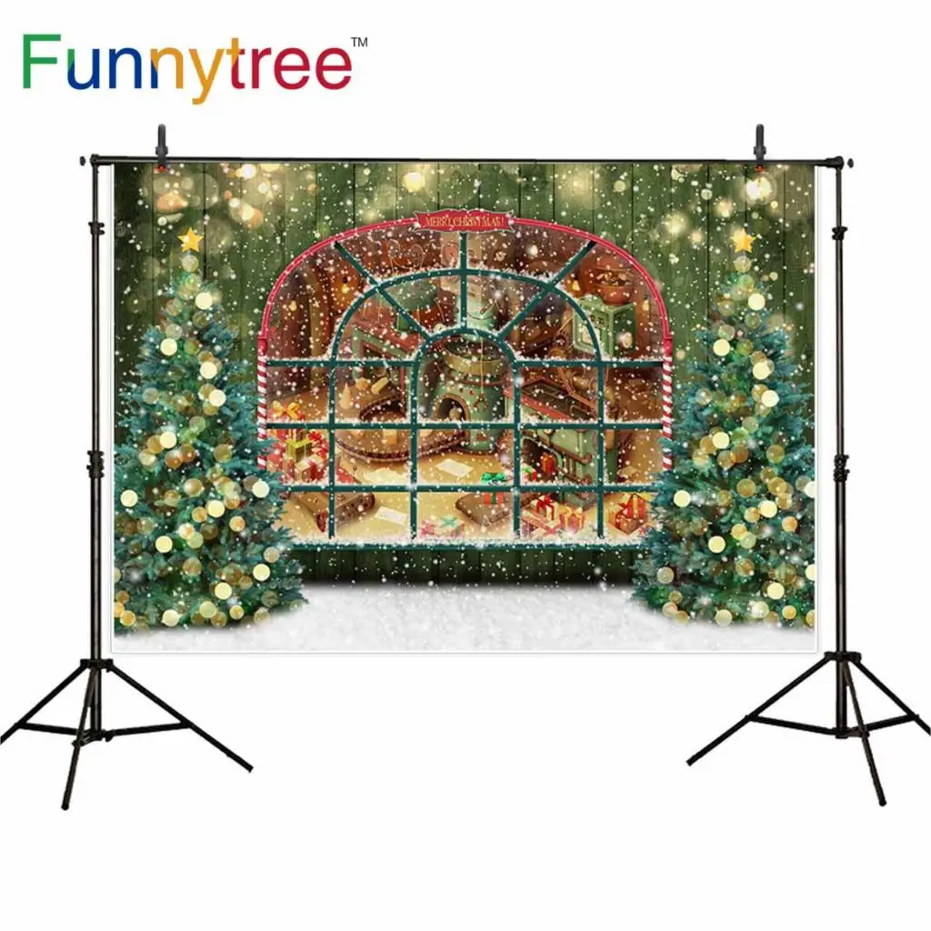 Фон Funnytree для фотостудии Фотография задник Зимнее дерево подарок окно боке