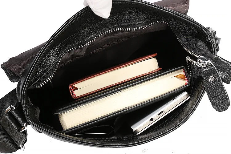 Genuine Leather Men Bag Casual Business Man Shoulder Crossbody Bags Cowhide Large Capacity Travel Messenger Black New |