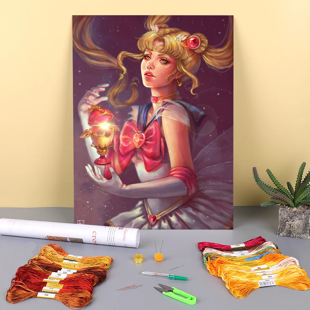 

Для девочек с героями мультфильмов, женские парусиновые туфли с принтом 11CT с вышивкой крестиком, полный комплект DMC Темы Вязание шитье ручно...