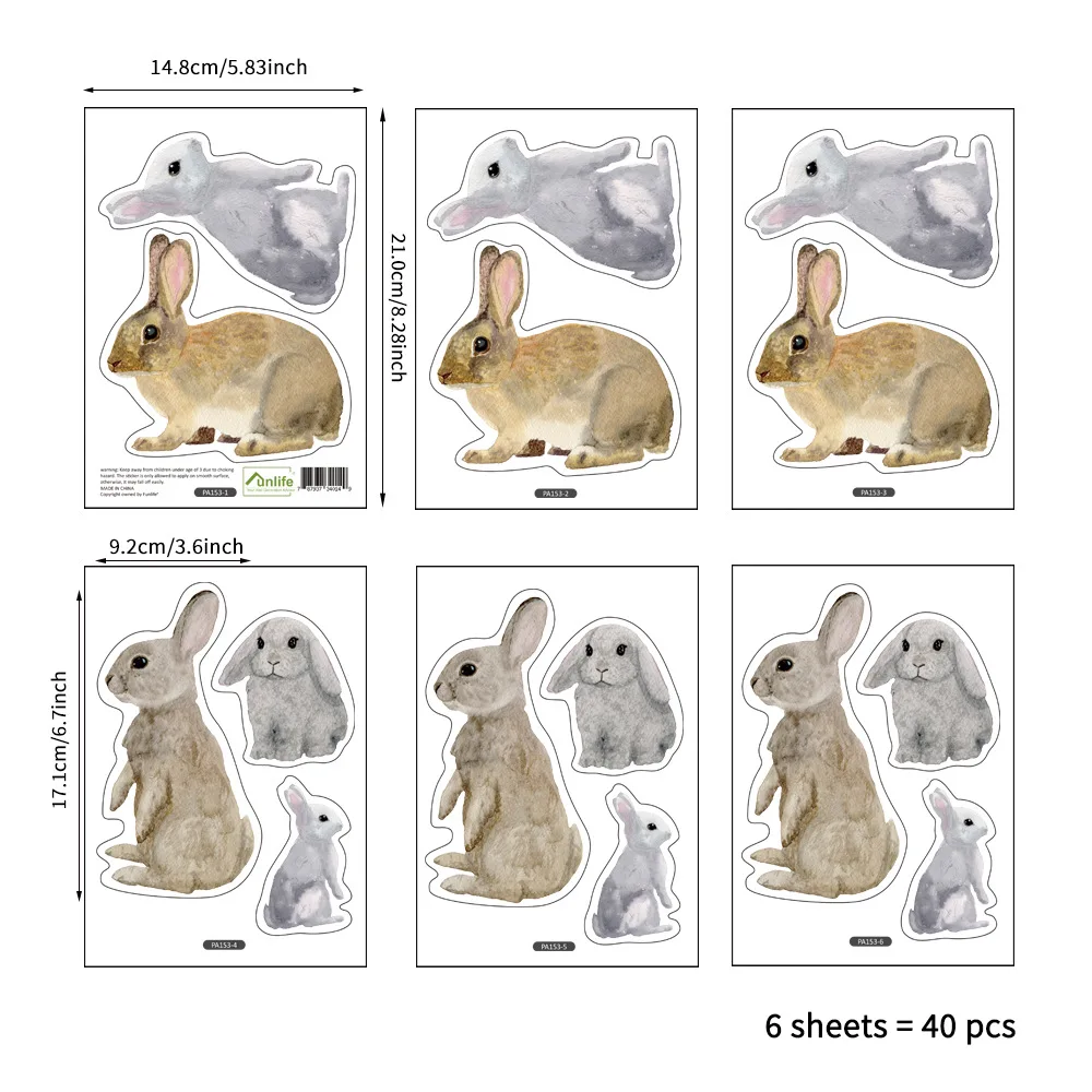 Funlife мультфильм кролик животные наклейки на стену дети милый DIY Детская роспись