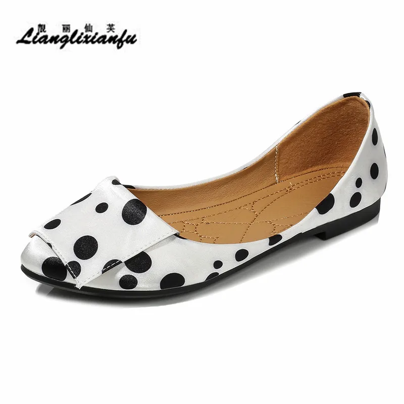 Женские лоферы с пряжкой LLXF черные Белые Повседневные туфли в горошек на шпильке