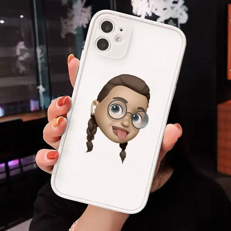

Cartoon cute 3d girl head Phone Case Matte Transparent for iPhone 7 8 11 12 s mini pro X XS XR MAX Plus cover funda