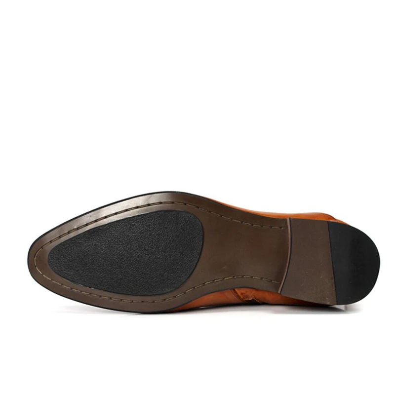 Sipriks/мужские ковбойские ботинки Коричневые кожаные на молнии Обувь в европейском