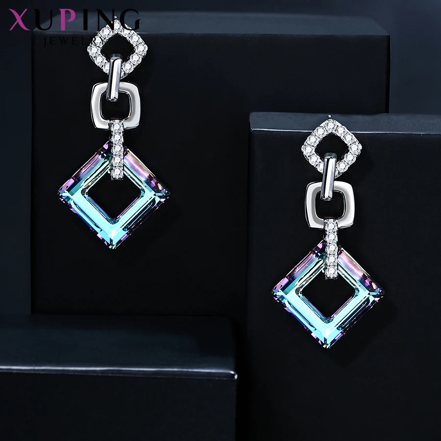 Xuping, изысканные цветные серьги, высокое качество, кристаллы от Swarovski, цветное покрытие, для женщин, подарок на день Святого Валентина, S89-202