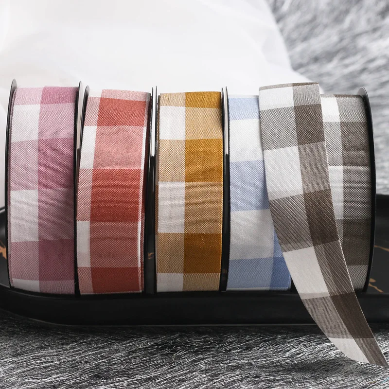 Хлопковая клетчатая лента для рукоделия ручной работы волос аксессуары головы
