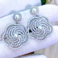 missvikki classic retro shiny carved pattern pearls drop earrings cubic zirconia for women wedding trendy earrings high quality