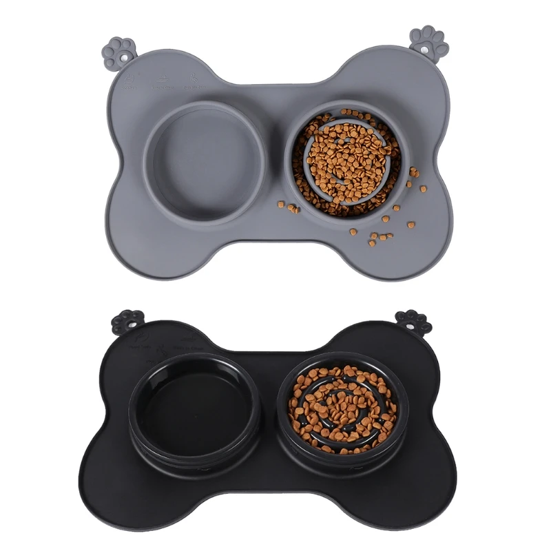 

Dog Bowls Detachable Silicone Slow Feeder Bowl with No Spill Non-Slip Mat