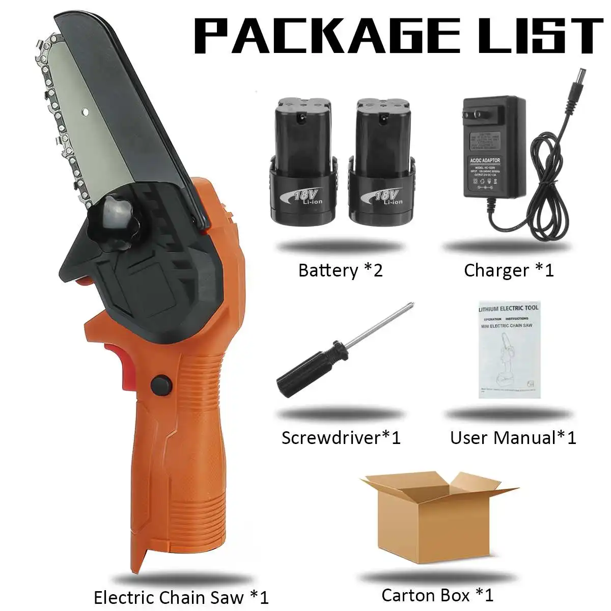 

NEW 4 Inch 18V Mini Electric Chain Saw With 1/2 Battery Indicator Rechargeable One-handed Pruning Woodworking Tool US/EU Plug