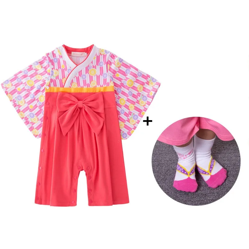 Комбинезоны для маленьких девочек в японском стиле кавайное кимоно с цветочным