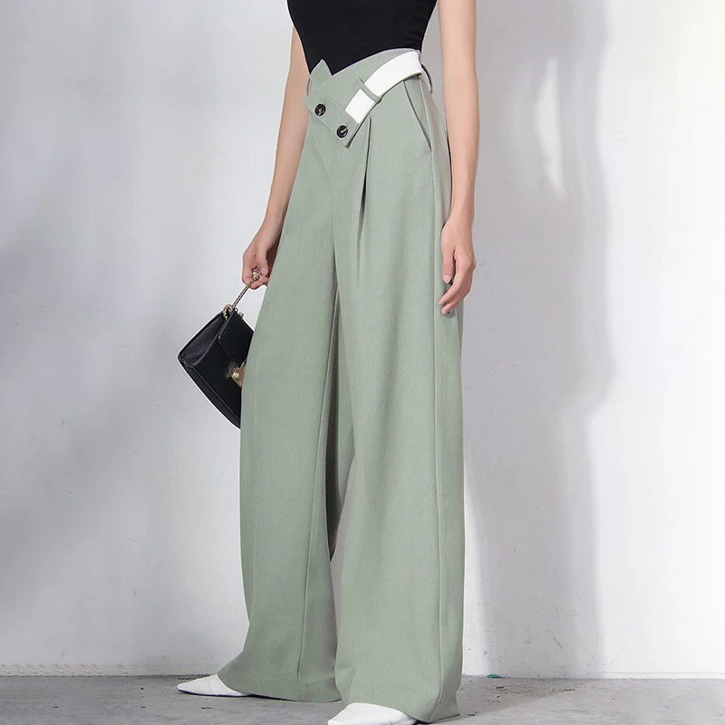 Женские брюки TWOTWINSTYLE простые с высокой талией и широкими штанинами осень 2021 |