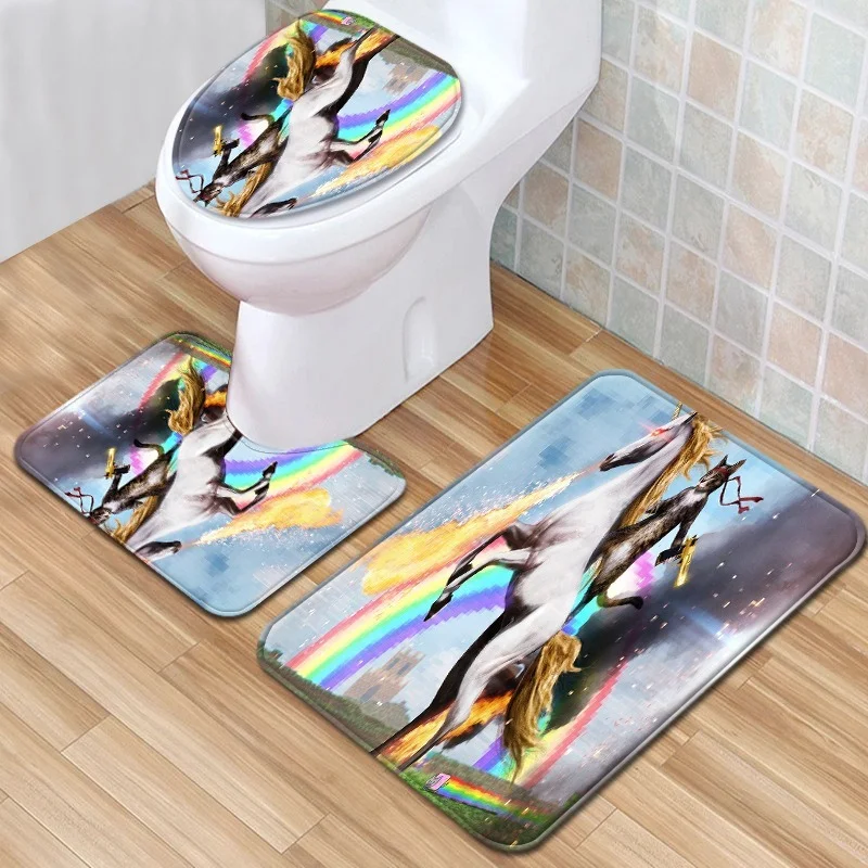 

Чехол для крышки унитаза с рисунком единорога Пегаса, Противоскользящий коврик для ванной комнаты, Товары для ванной комнаты, коврики для в...