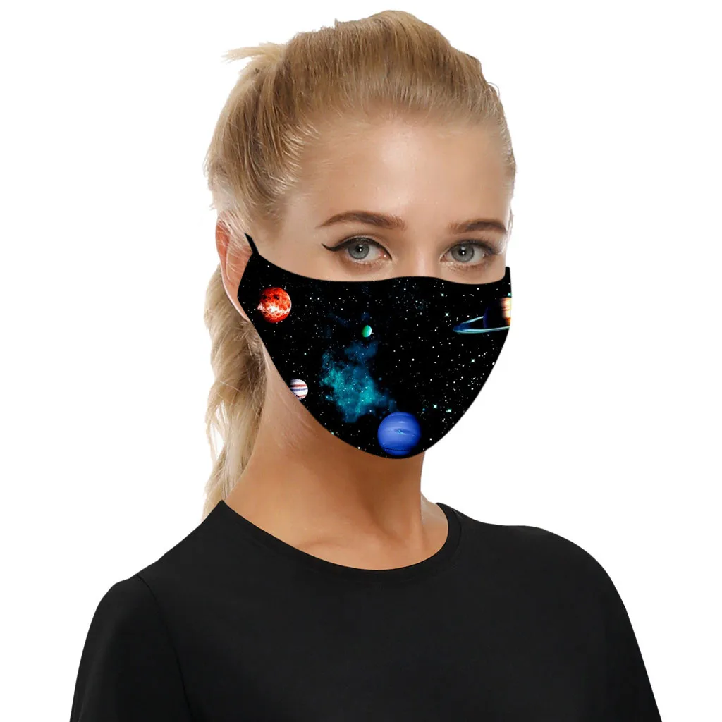 

Reusable Mouth Mask Unisex Planet Print Ear-hook Face Mask Pm2.5 Outdoor Dustproof Sunscreen Mask Mouth-muffle Mascarillas#E1