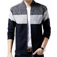 thickened plus velvet baseball collar jacket men knit sweater zip cardigan streetwear autumn winter casual clothes mens coat