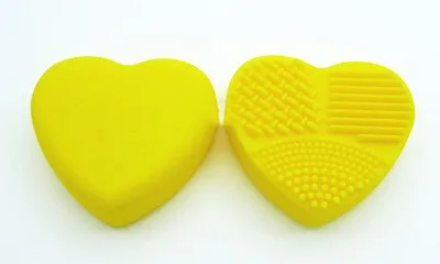 yellow Красочный в форме сердца Чистый Макияж Кисти для мытья кисти кремнезема перчатки скруббер доска косметические очищающие средства для макияжа Кисти 1 шт - Handle Color: yellow