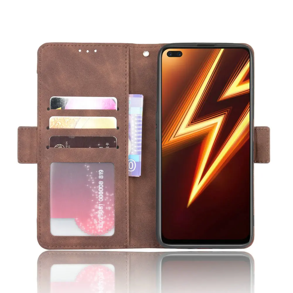 Кожаный чехол-бумажник со съемным слотом для карт телефона OPPO Realme 6 Pro