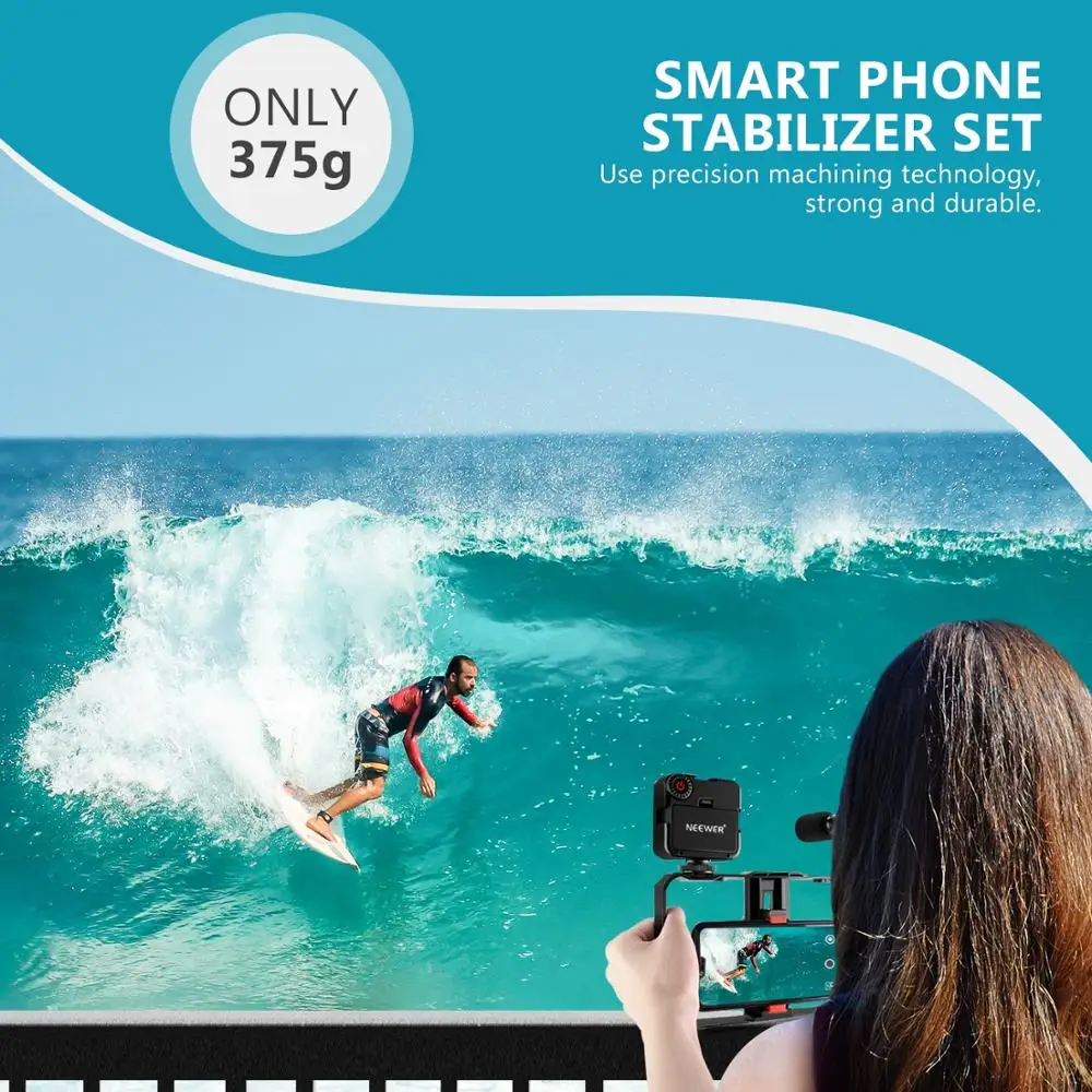 

Neewer Smartphone Camera Video Micphone Rig Kit, Phone Video Stabilizer Grip with Video Microphone, Mini LED Video Light