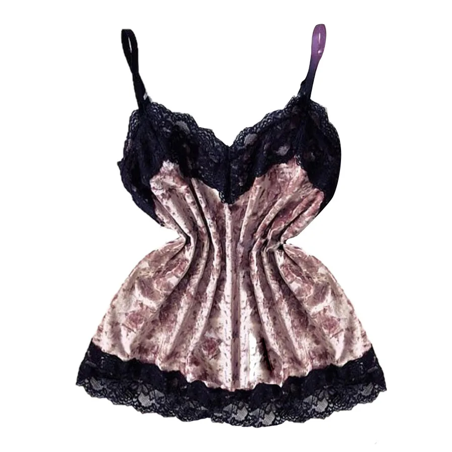 

2021 Women's Sleepwear Sexy Satin Pajama Set Black Lace V-Neck Pyjamas Sleeveless Cute Cami Top Shorts Nightwear