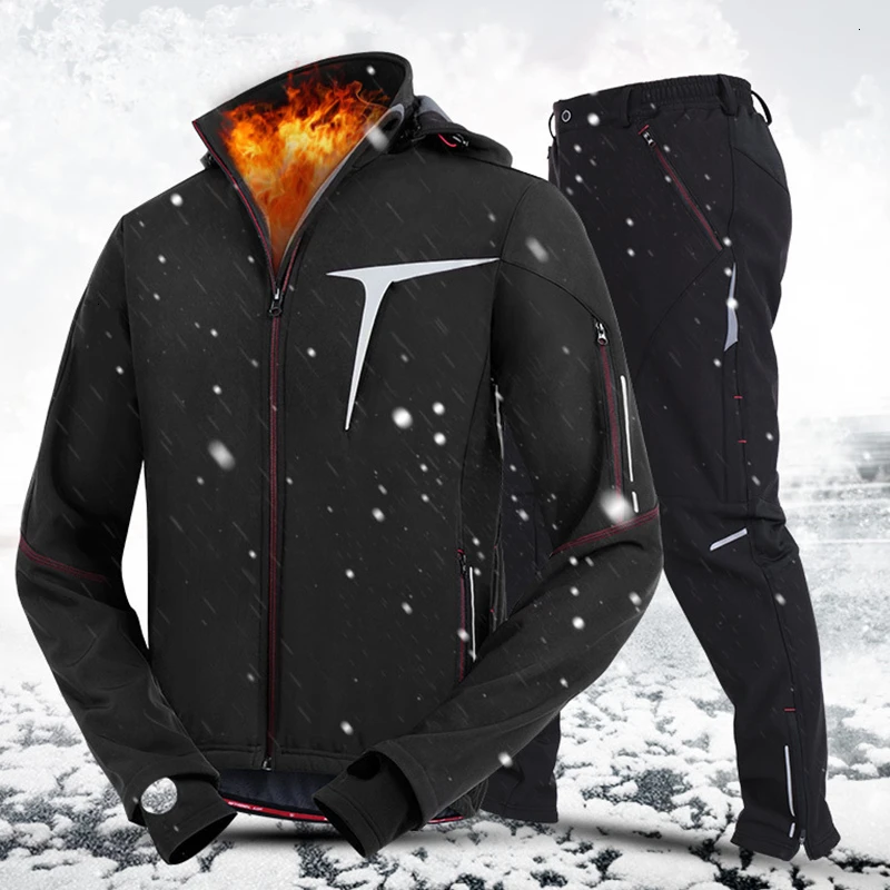 Зимний водонепроницаемый теплый комплект для велоспорта на молнии походов