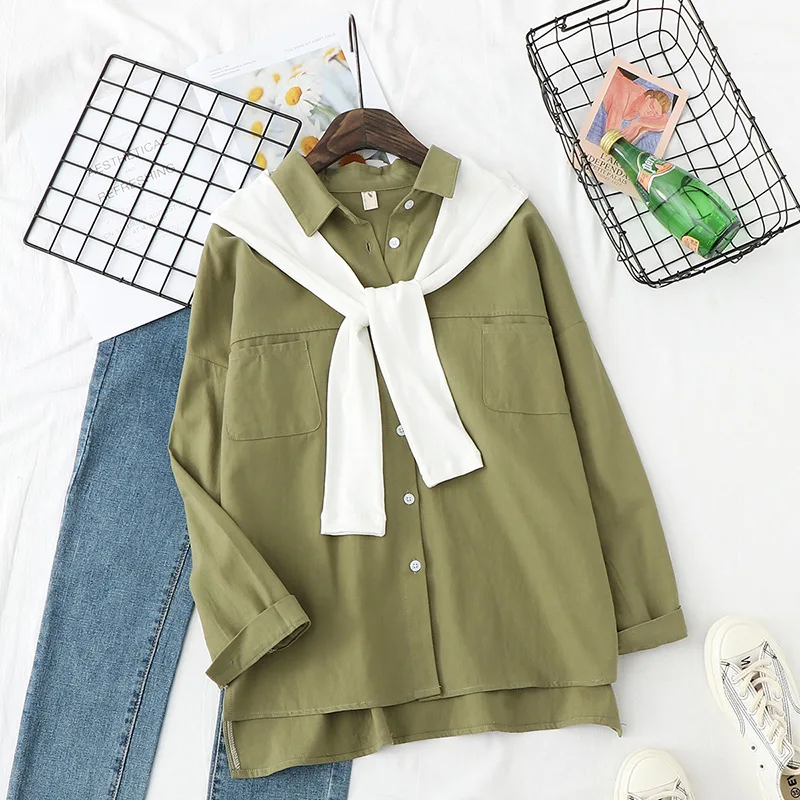 Женская Асимметричная блузка H.SA однотонная Повседневная Блузка с длинным