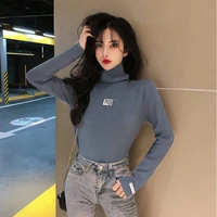 new korean retro thickened high neck knitted sweater womens bottomed top long sleeve slim fit shirt pullover wang