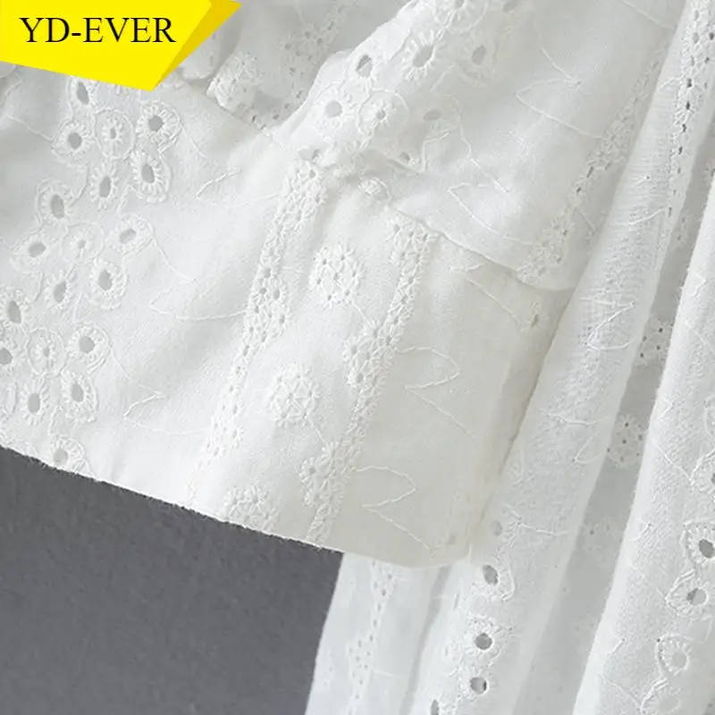 Женская Ретро-блузка с вышивкой романтичная короткая рубашка длинным рукавом