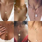 KSRA 2020 Новое винтажное ожерелье в стиле бохо с геометрическим крестом, бабочкой и ракушкой для женщин, богемное ожерелье с цепочкой, ювелирные изделия