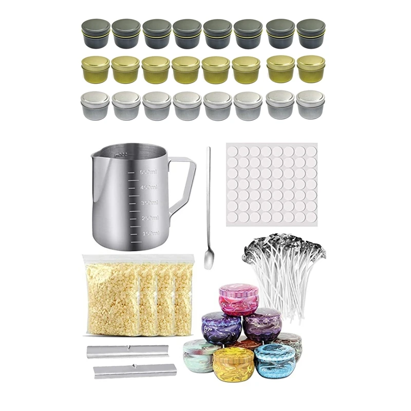 

24Pcs 4Oz Candle Candle Tin Jars Round Shape Candle Storage Box With DIY Scented Candle Making Kit Supplies