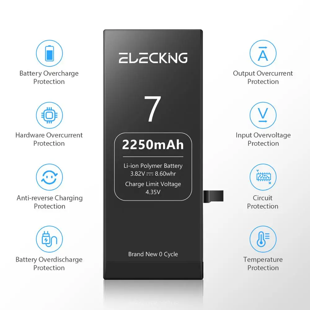 Аккумуляторы ELECKING для iPhone 7 2250 мАч сменный совместимый аккумулятор большой