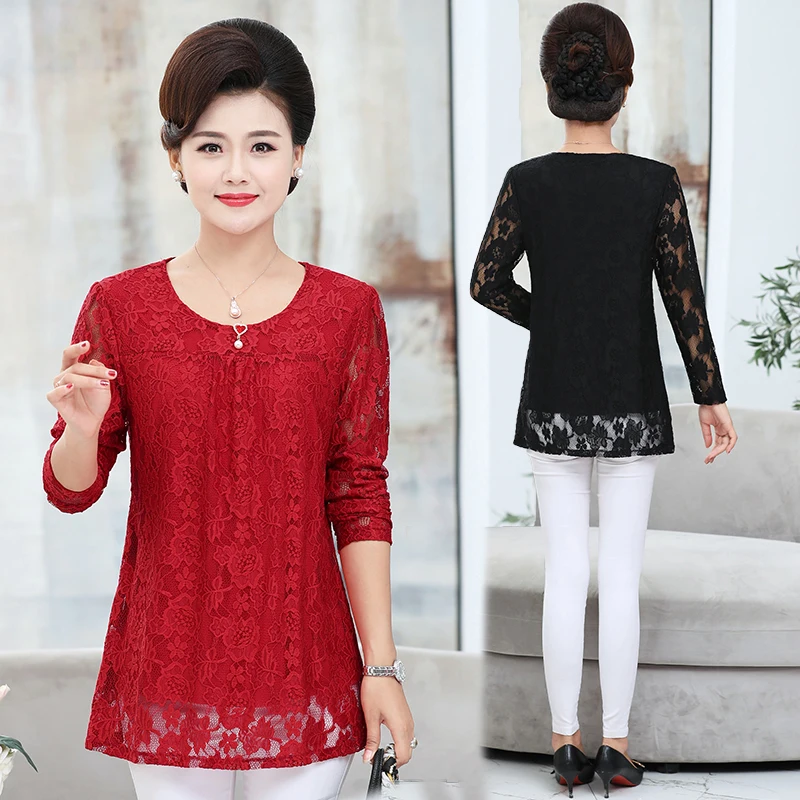 2020 размера плюс одежда с длинным рукавом кружевным узором Для женщин футболка