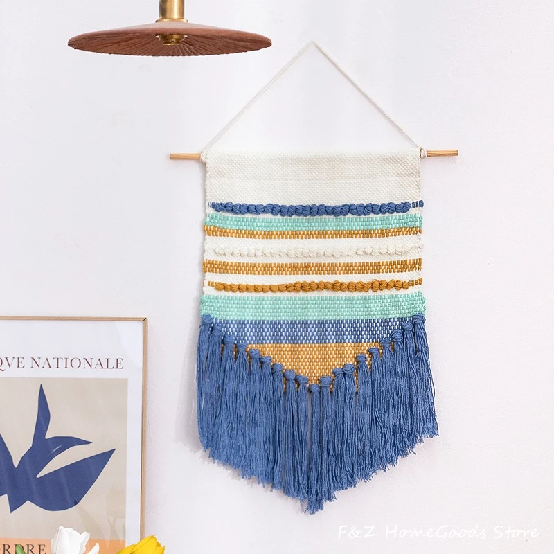 

Макраме ручной работы, настенный подвесной гобелен с радужной кисточкой, великолепный шикарный богемный Декор для дома, украшение для гост...