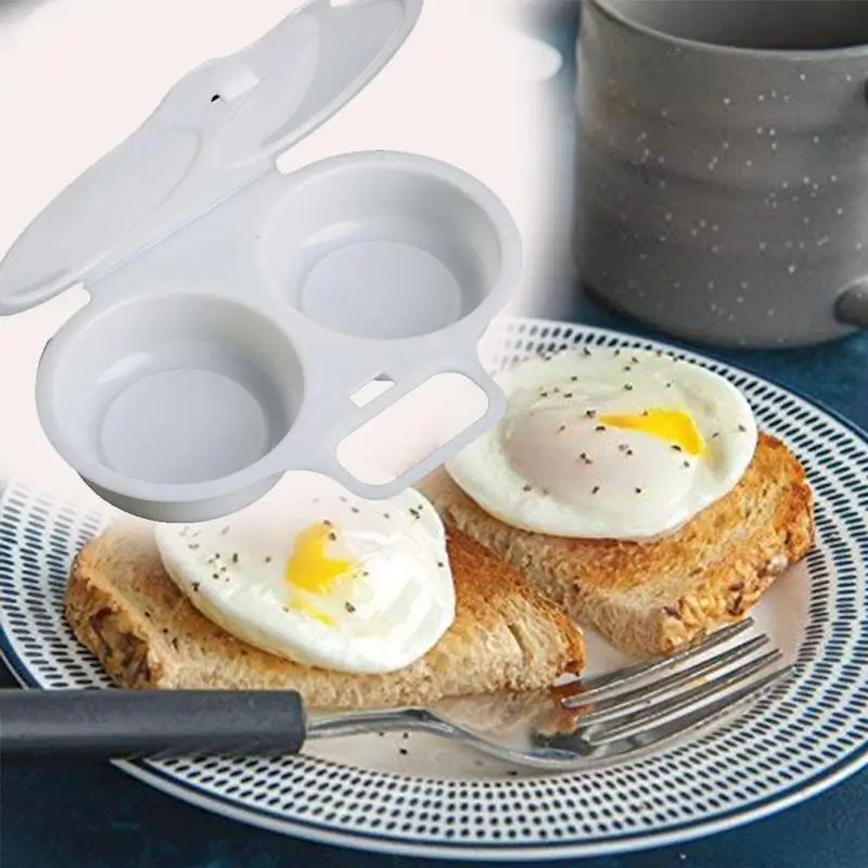 

Plastic Microwave Fried Egg Box Kitchen Baking Two Eggs Cooking Storage Container Household Microwave Steamer