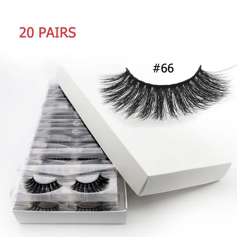 20pairs66W 20 пар оптом ресницы Объемные ресницы Макияж 3d норковые ресницы накладные ресницы оптом натуральные накладные Ресницы cilios - Цвет: 20pairs66W